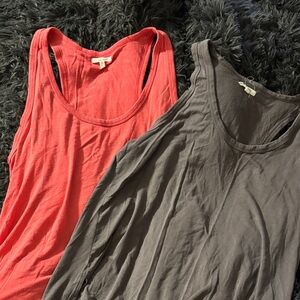 Maurices Coral and Gray Scoop Neck Tank Tops